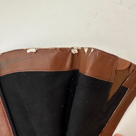 Etienne Aigner Chastity Leather Riding Boots Black Brown Size 7.5 - Picture 14 of 14